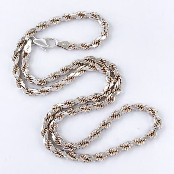 Vintage Jewelry - Vintage Italy Sterling Silver 925 Rope Chain Necklace 18.5"